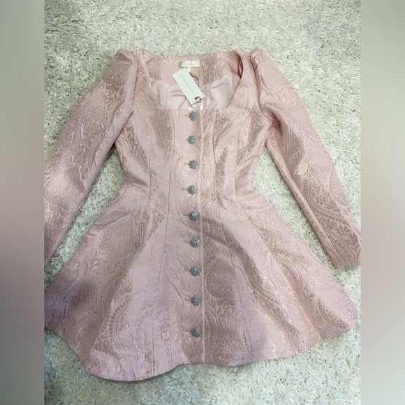 NWT $695 LoveShackFancy Haveri Pink Long Sleeve Mini Dress Coat Jacket - Picture 9 of 15